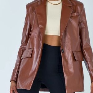 Faux Leather Blazer Jacket - Fall Essentials